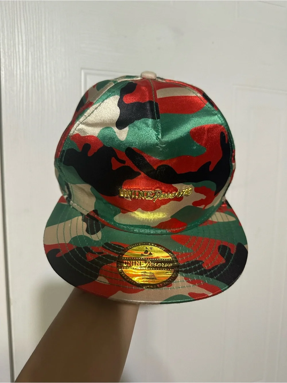 DNiNE Reserve Kids' Camo Snapback Hat in Red & Green